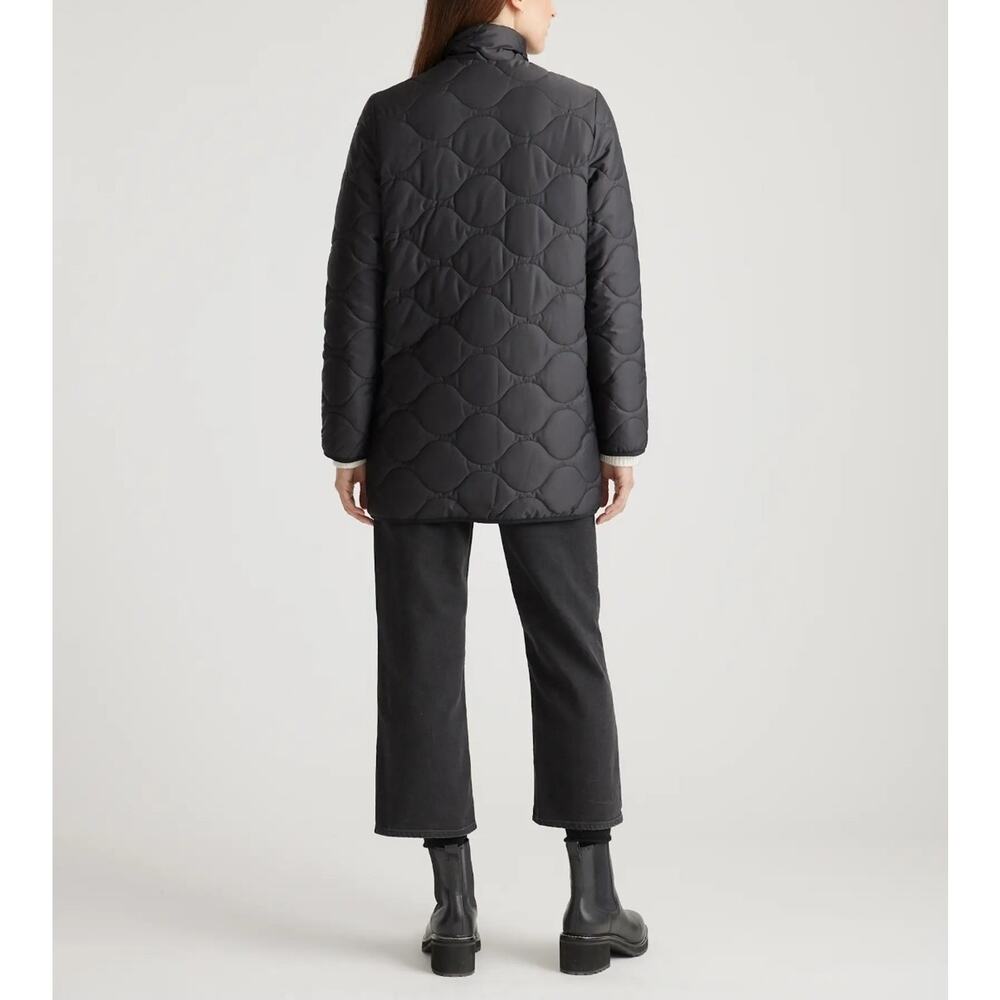 QUINCE Women's Featherless Quilted Long Puffer Jacket Size Large Black Outerwear - Picture 2 of 16